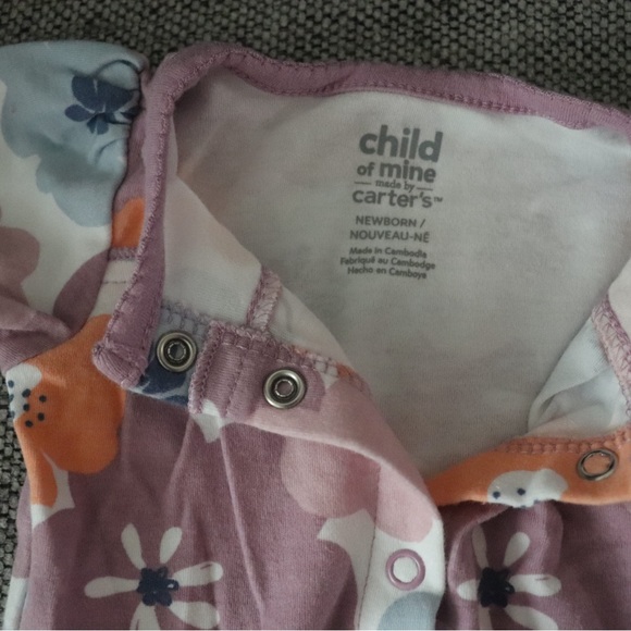 Newborn Floral Purple Girl Footsie - Picture 4 of 4